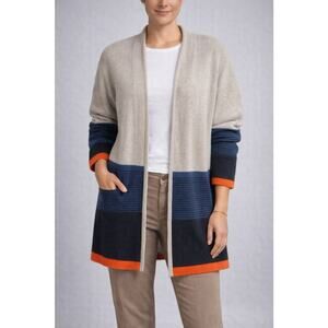 Gap Size M Or Large Colorblock Rib Knit Open Front Long Line Cardigan Sweater